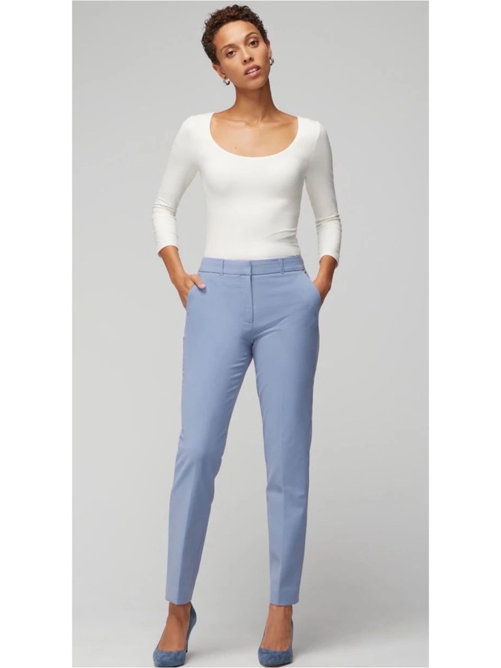 WHBM NWT Elle Slim Ankle Comfort Stretch Pants Denim Blue Size 10